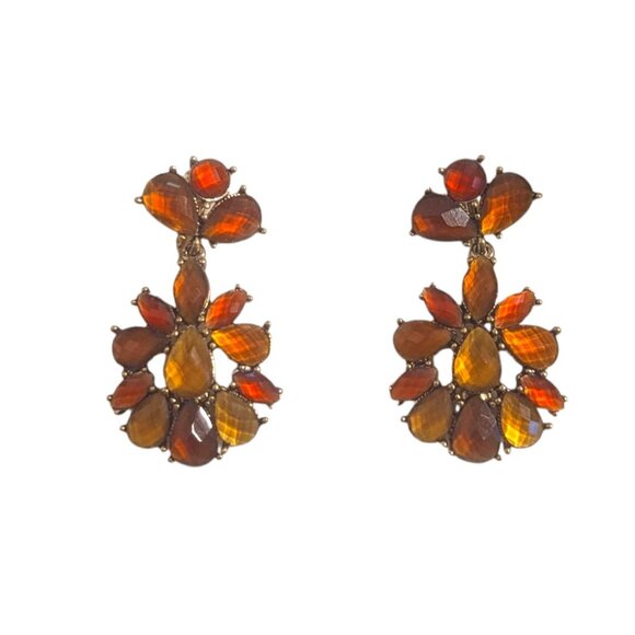 Vintage Liz Claiborne Clip On Rhinestone Costume Earrings Victorian Art Deco - Picture 2 of 7